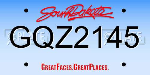 GQZ2145 South Dakota License Plate