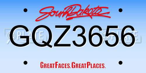 GQZ3656 South Dakota License Plate
