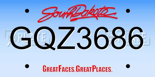 GQZ3686 South Dakota License Plate