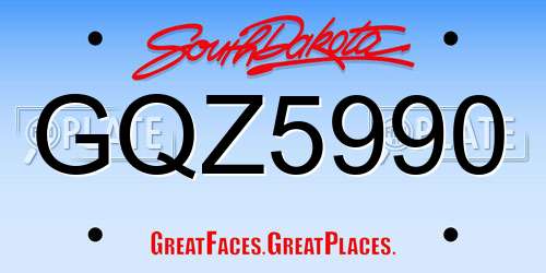 GQZ5990 South Dakota License Plate