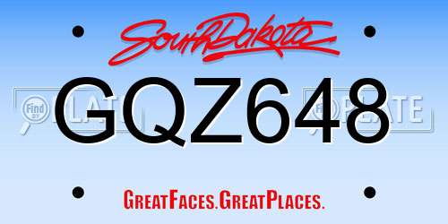 GQZ648 South Dakota License Plate