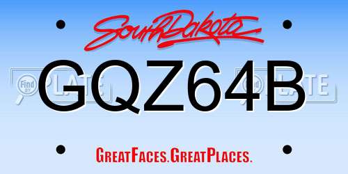 GQZ64B South Dakota License Plate