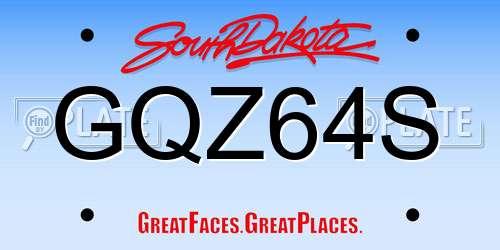 GQZ64S South Dakota License Plate