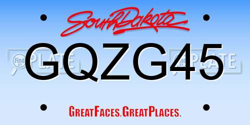 GQZG45 South Dakota License Plate