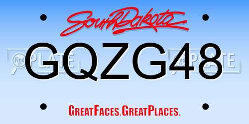 GQZG48 South Dakota License Plate