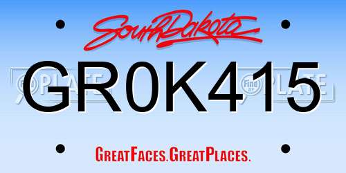 GR0K415 South Dakota License Plate