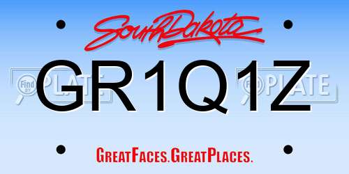 GR1Q1Z South Dakota License Plate