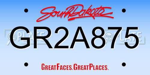 GR2A875 South Dakota License Plate
