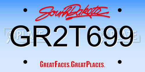 GR2T699 South Dakota License Plate