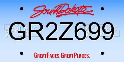 GR2Z699 South Dakota License Plate