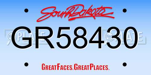 GR58430 South Dakota License Plate