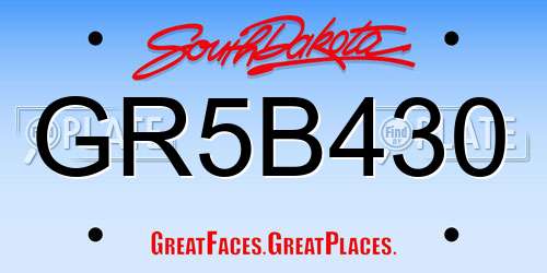 GR5B430 South Dakota License Plate