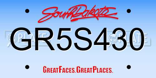 GR5S430 South Dakota License Plate