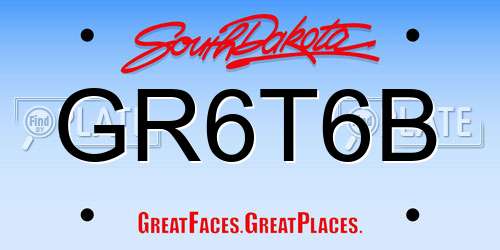 GR6T6B South Dakota License Plate