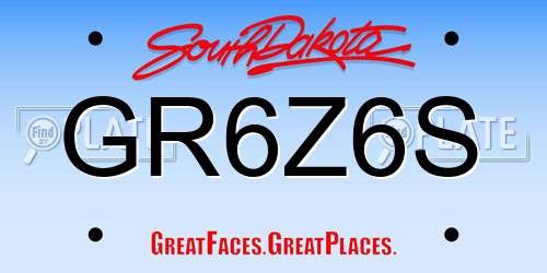 GR6Z6S South Dakota License Plate