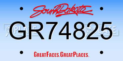 GR74825 South Dakota License Plate