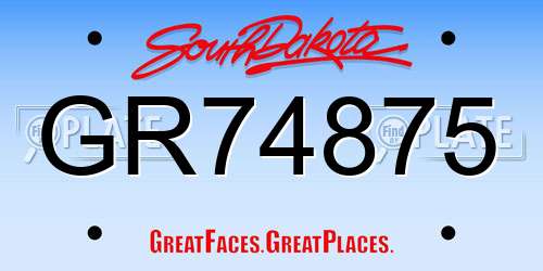 GR74875 South Dakota License Plate