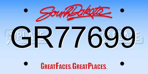 GR77699 South Dakota License Plate