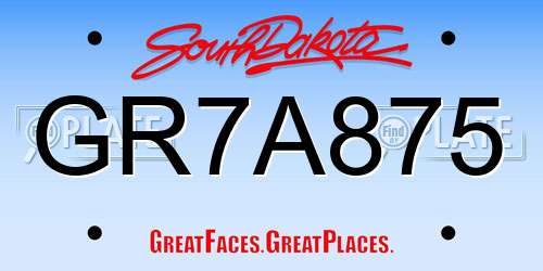 GR7A875 South Dakota License Plate