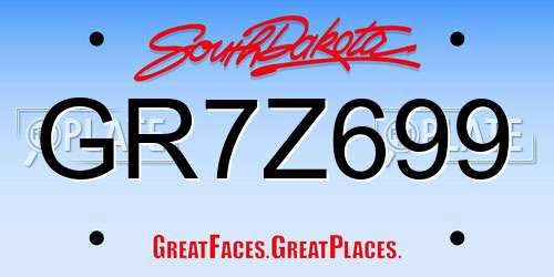 GR7Z699 South Dakota License Plate