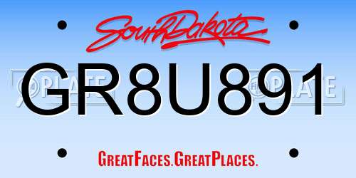 GR8U891 South Dakota License Plate