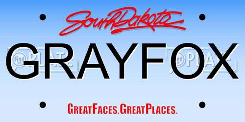 GRAYFOX South Dakota License Plate