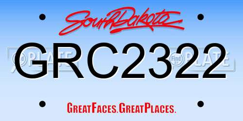 GRC2322 South Dakota License Plate