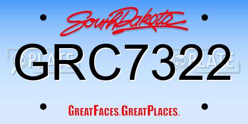 GRC7322 South Dakota License Plate