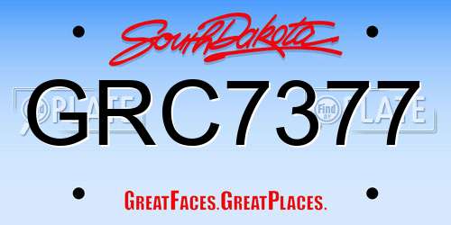 GRC7377 South Dakota License Plate