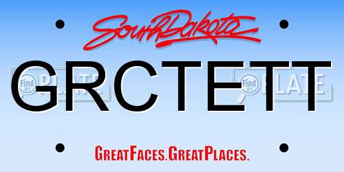 GRCTETT South Dakota License Plate