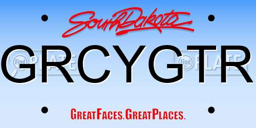 GRCYGTR South Dakota License Plate