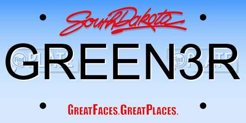 GREEN3R South Dakota License Plate