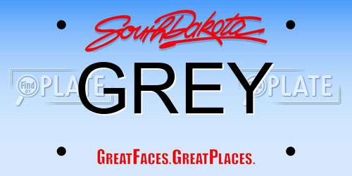 GREY South Dakota License Plate