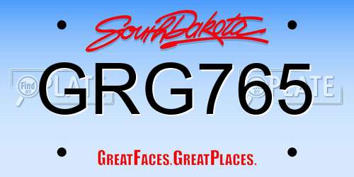 GRG765 South Dakota License Plate
