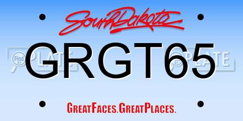GRGT65 South Dakota License Plate