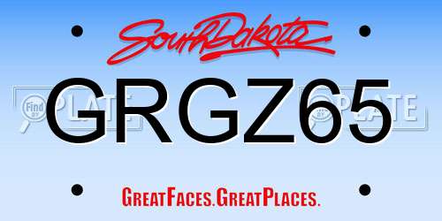 GRGZ65 South Dakota License Plate