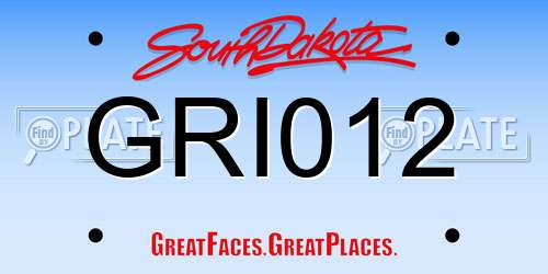 GRI012 South Dakota License Plate