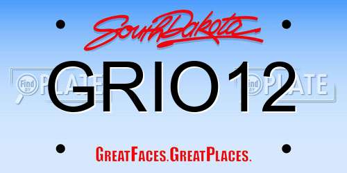 GRIO12 South Dakota License Plate
