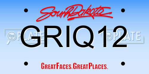 GRIQ12 South Dakota License Plate