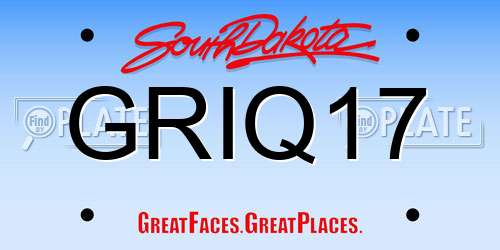 GRIQ17 South Dakota License Plate