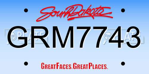 GRM7743 South Dakota License Plate