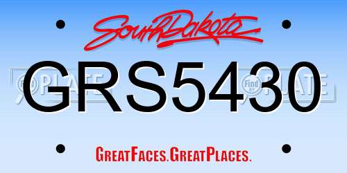 GRS5430 South Dakota License Plate