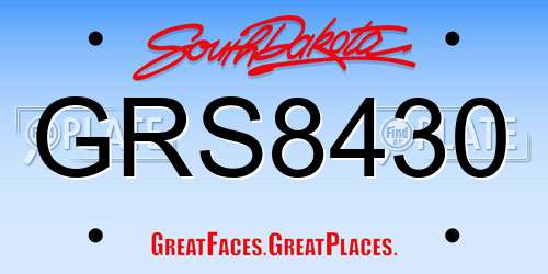 GRS8430 South Dakota License Plate