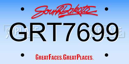 GRT7699 South Dakota License Plate