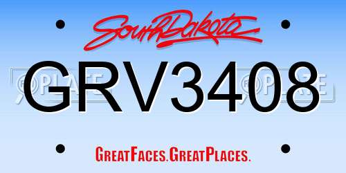 GRV3408 South Dakota License Plate