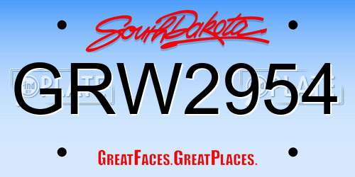 GRW2954 South Dakota License Plate