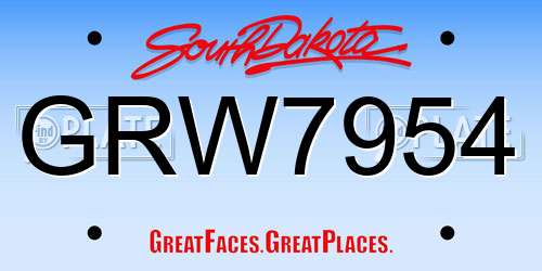 GRW7954 South Dakota License Plate