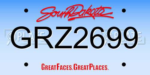 GRZ2699 South Dakota License Plate