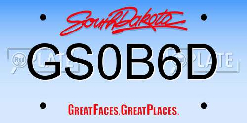 GS0B6D South Dakota License Plate
