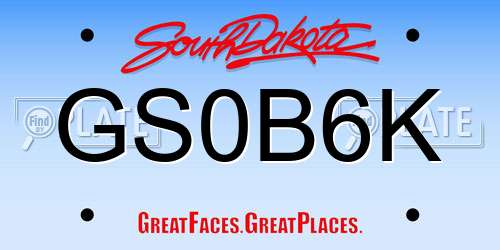 GS0B6K South Dakota License Plate